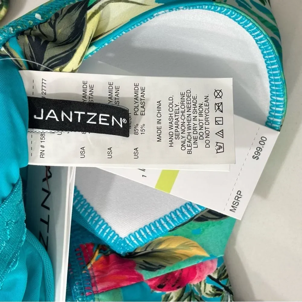 Jantzen Surplice Mio Tummy Control 1-Piece Swim Suit Swimsuit Tropical Floral 4